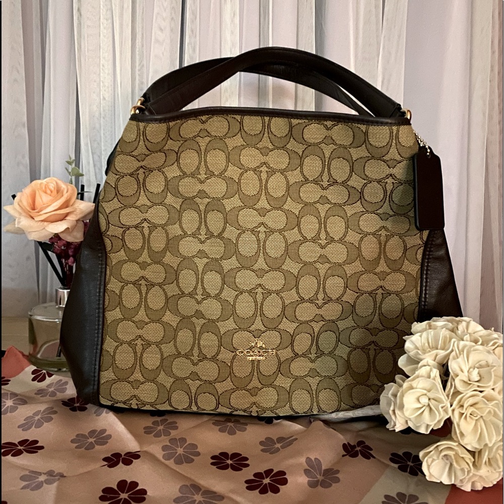 ECU Jacquard & Leather Coach handbag.